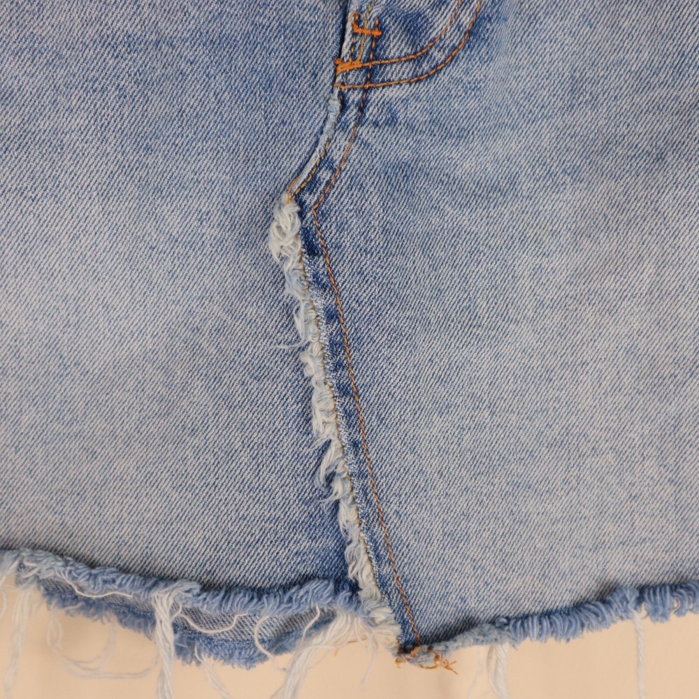 We The Free Brea Cutoff Distressed Denim Mini Skirt Size 24 Waist 12" Length 15" - Picture 4 of 16